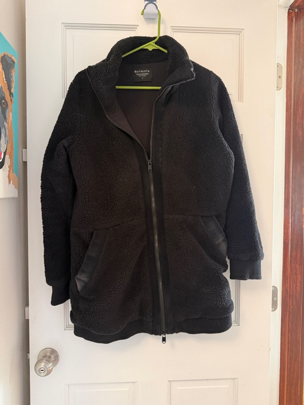 Athleta Black Sherpa Zip-Up Coat